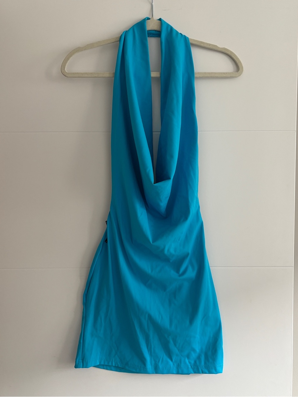 Missguided Teal Blue Backless Halter Mini Dress